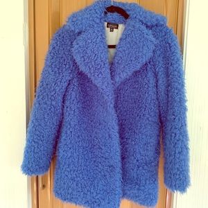 Fuzzy blue fur Topshop Coat size 0 XS